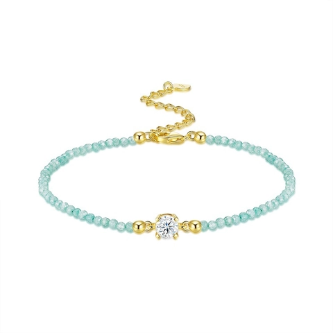 Bracciale di Perle in Argento Sterling 925 Moissanite per Donna Placcato Oro Strass Colorati Perle Sfaccettate Gioielli Regalo