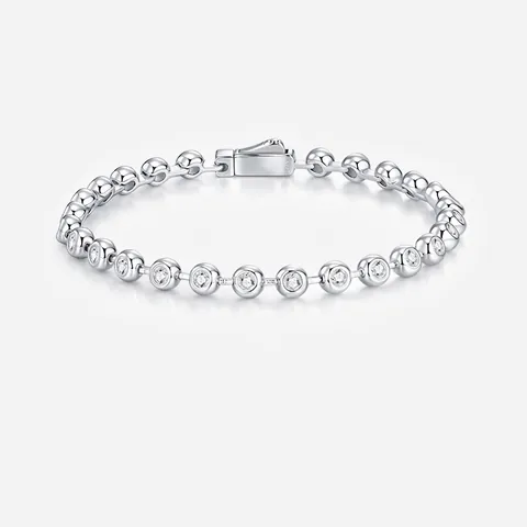Bracciale Tennis in Argento Sterling 925 con Moissanite per Donna Unisex Minimalista Lusso Taglio Tondo Gioielli Regalo