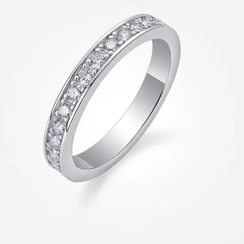 925 Sterling Silver Moissanite Eternity Band Ring For Women Luxury Geometric Fine Jewelry Finger Ring Wedding Anniversary Gift