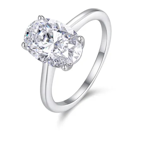 925 Sterling Silver Oval Moissanite Ring For Women Luxury Large Egg Shaped Solitaire Engagement Ring Fashion Fine Jewelry