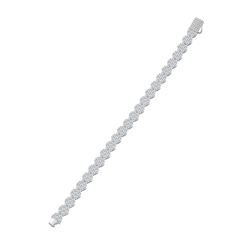 Lussuoso Braccialetto in Argento Sterling 925 e Moissanite per Donna Bracciale a Maglie a Grappolo di Fiori Gioielli Matrimonio