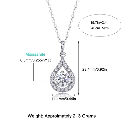 Elegante Collana Con Ciondolo a Goccia d'Acqua in Argento Sterling S925 Moissanite per Donna Catena per Clavicola di Lusso Regalo Gioielli