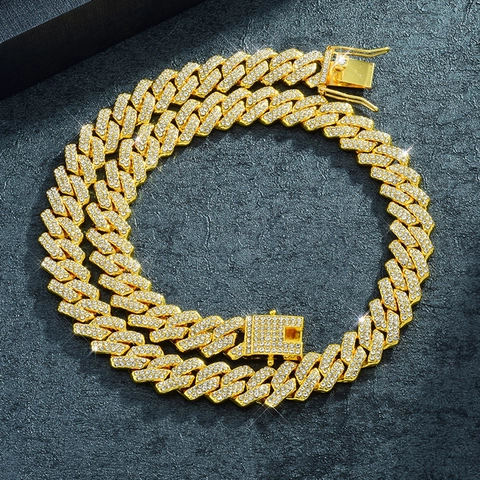 Hip Hop Iced Out Strass Panzerkette Halskette Armband Für Damen Herren Zinklegierung Versilbert Vergoldet Mode Schmuck