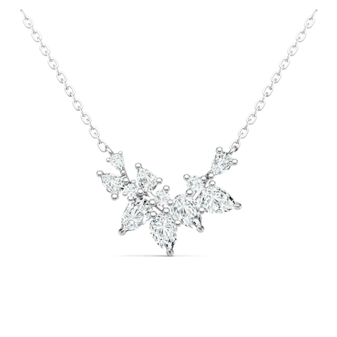 925 Sterling Silver Moissanite Leaf Pendant Necklace Elegant Pear Cut Marquise Cluster Clavicle Chain Jewelry For Women