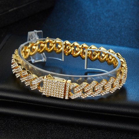 Iced Out Rhombus Cuban Link Necklace Hip Hop Alloy Rhinestone Chain Necklace For Men Women High Quality Jewelry Gift