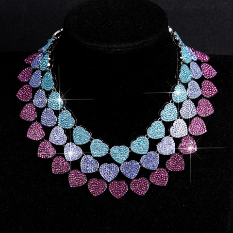 Hip Hop Herzförmige Panzerkette Für Herren Damen Iced Out Strass Legierung Herz Halsketten Mode Personalisierter Schmuck Geschenk