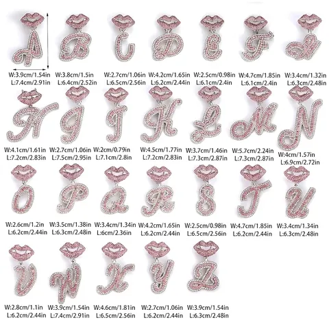 Collana con Pendente Lettera Iniziale Hip Hop in Lega con Strass Catena a Maglia Cubana Pendente Labbra Rosa Gioielli Moda per Uomo Donna