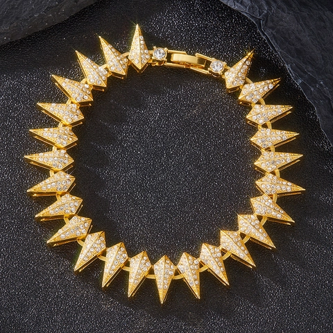 Hip Hop Iced Out Punt Halsketting Legering Strass Pantertanden Ketting Voor Heren Dames Punk Sieraden Cadeau