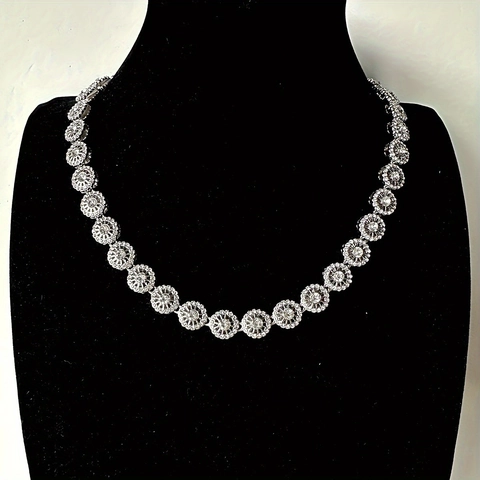 Set Collana e Bracciale con Ciondolo Floreale Traforato Hip Hop Placcato Oro Argento Lega Strass Maglia Cubana