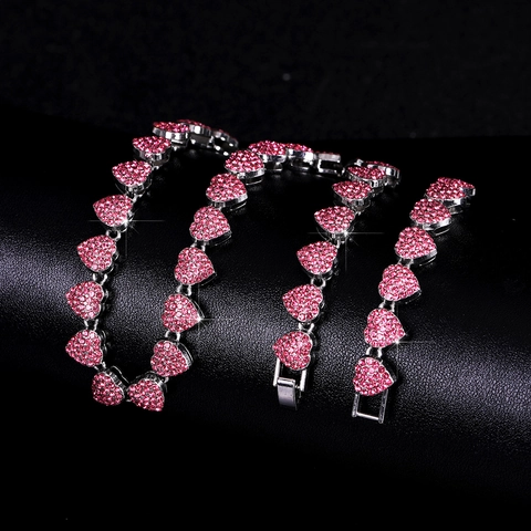 Hip Hop Iced Out Heart Shaped Pendant Necklace For Unisex 925 Sterling Silver Rhinestone Alloy Chain Jewelry