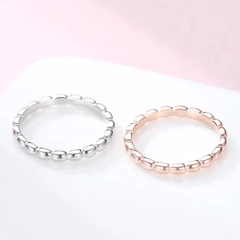 S925 Sterling Silver Solid Bead Bubble Ring For Women Minimalist Stackable Finger Ring White Gold Rose Gold Plated Jewelry
