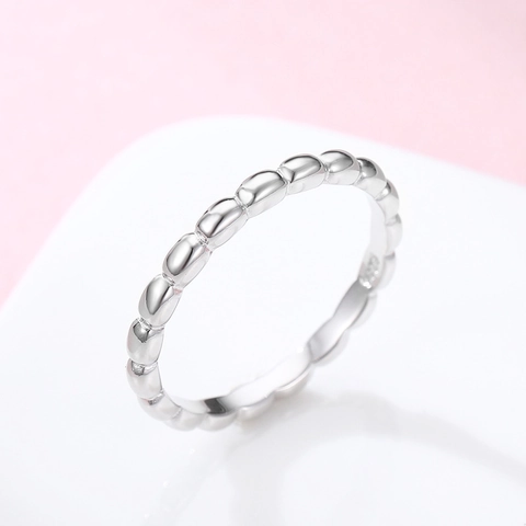 S925 Sterling Silver Solid Bead Bubble Ring For Women Minimalist Stackable Finger Ring White Gold Rose Gold Plated Jewelry