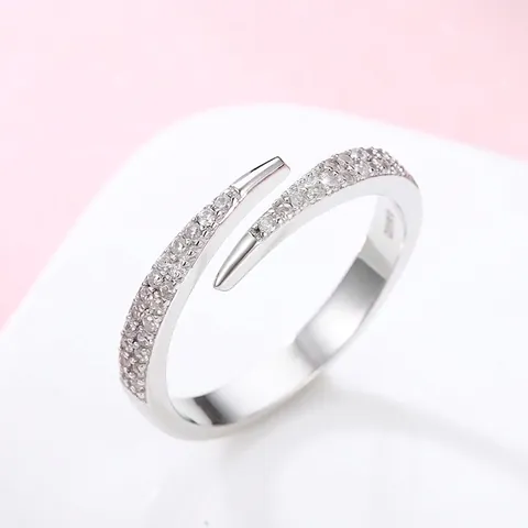 Anello Aperto Regolabile in Argento Sterling 925 per Donna Minimalista Incrocio con Strass Anello da Dito Gioielli Stile Coreano