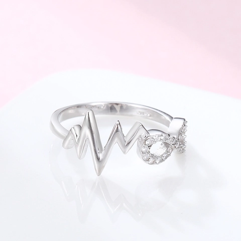 Anello Infinito Battito Cardiaco in Argento Sterling 925 per Donna con Strass Intarsiati Gioielli Elegante Regalo Anniversario Matrimonio
