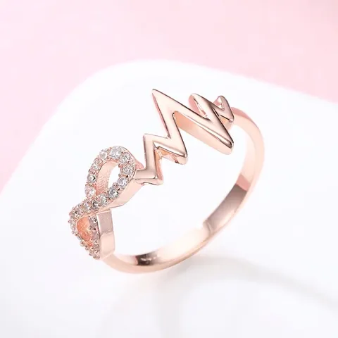 Anello Infinito Battito Cardiaco in Argento Sterling 925 per Donna con Strass Intarsiati Gioielli Elegante Regalo Anniversario Matrimonio