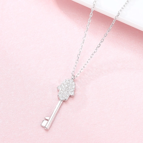 925 Sterlingsilber Hamsa Hand Schlüsselanhänger Halskette Für Damen Minimalistisch Strass Schlüsselbeinkette Schmuck Geschenk