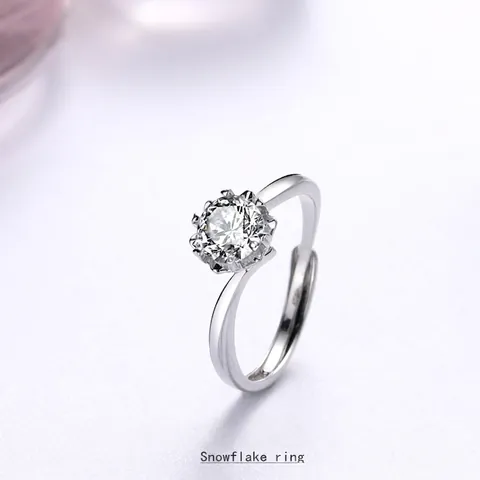 Bague Ouverte Ajustable en Argent Sterling S925 Flocon de Neige Moissanite Zirconia Élégante Bande Torsadée Bijoux de Mode Cadeau Femme