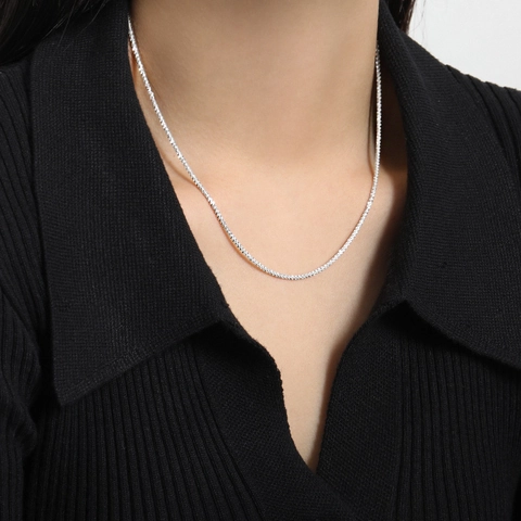 Collar de Cadena de Gipsófila de Plata de Ley S925 Mujer Minimalista Viaje Galvanizado Oro Plata Joyería Regalo