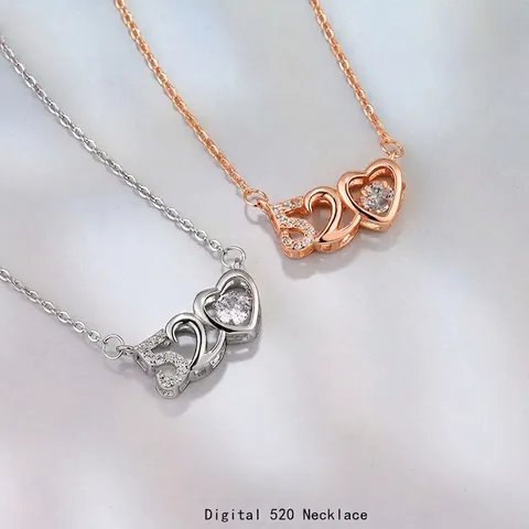 Collana con Pendente a Cuore Digitale 520 in Argento Sterling 925 con Zirconia Mobile per Donna Gioielli Regalo San Valentino