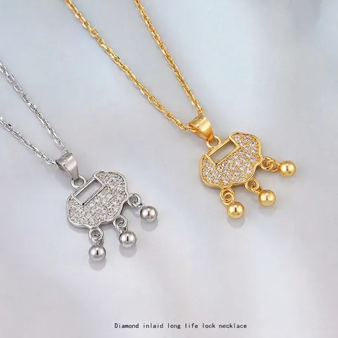 S925 Sterling Silver Longevity Lock Pendant Necklace Luxury Zirconia Inlaid Ruyi Lock Clavicle Chain Jewelry For Women Gift
