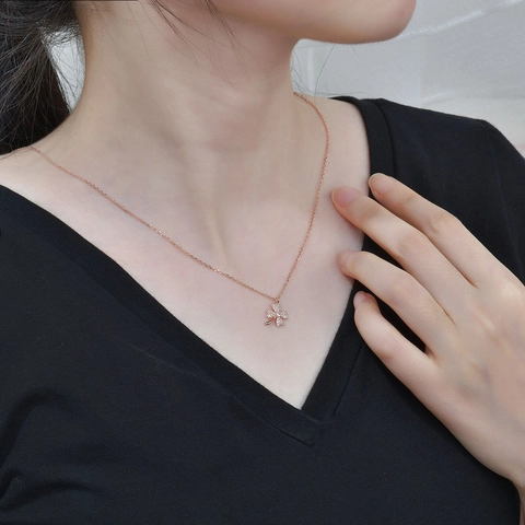 Collana Con Pendente a Trifoglio in Argento Sterling S925 per Donna Elegante Collana a Catena Geometrica Con Strass