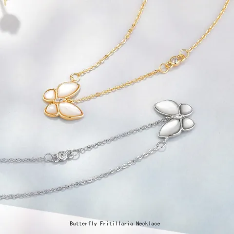 925 Sterling Silver Butterfly Mother Of Pearl Pendant Necklace For Women Light Luxury Rhinestone Clavicle Chain Jewelry