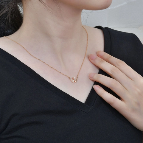 Elegante Collana con Ciondolo Lettera W in Argento Sterling S925 per Donna Intarsio di Strass Gioielli Minimalisti Regalo