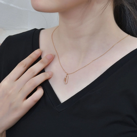 925 Sterling Zilveren Büroklammer Hanger Halsketting Strass Mode Sleutelbeen Ketting Voor Vrouwen Meisjes Sieraden Cadeau Accessoire
