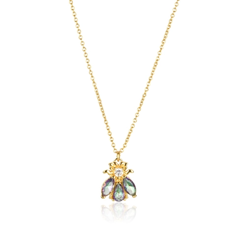 Collar con Colgante de Abeja de Plata de Ley 925 para Mujer Diamante de Imitación Irisado Forma de Animal Joyería Minimalista Cadena de Clavícula Regalo