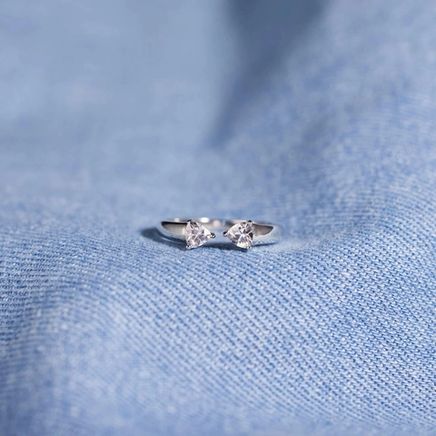 Anillo Abierto de Plata de Ley 925 para Mujer Minimalista con Circonia Incrustada Moda Geométrica Anillo Ajustable Joyería Accesorio