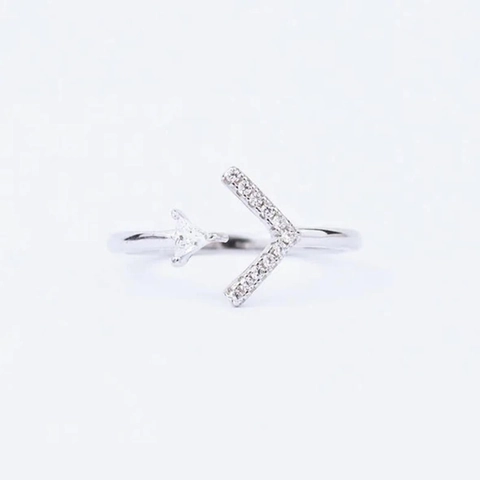 S925 Sterling Silver Arrow Triangle Open Ring For Women Adjustable Minimalist Geometric Rhinestone Finger Ring Fashion Jewelry Gift