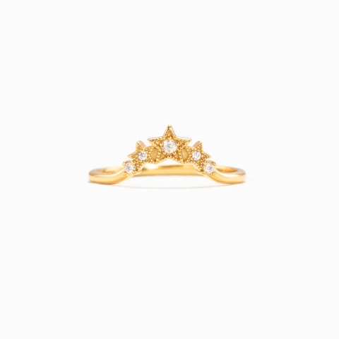 S925 Sterling Zilveren Ster Kroon Ring Voor Vrouwen V-Vormige Band Met Zirconia Glinsterend Goud Platina Verguld Sieraden Cadeau