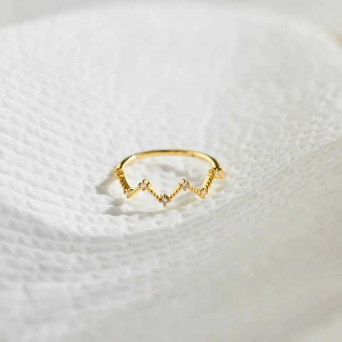 Anillo de Latido de Corazón de Plata de Ley 925 para Mujer Latido Zigzag Onda Anillo de Dedo Joyería Minimalista Regalo Oro Plata