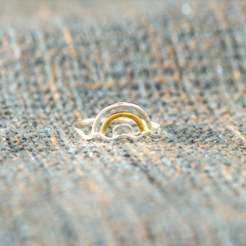 Minimalistischer 925 Sterlingsilber Regenbogen Wellen Ring Für Damen Gold Silber Plattiert Mehrlagiger Mode Fingerring Schmuck