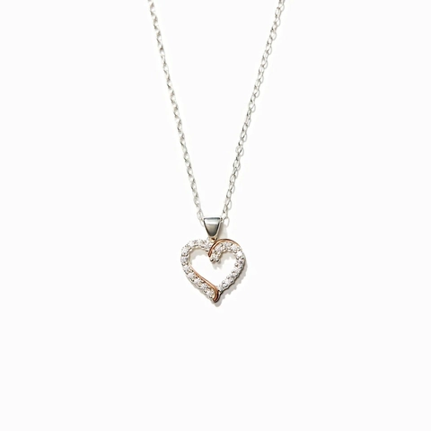 925 Sterling Silver Heart Pendant Necklace White Gold Plated Rhinestone Inlaid Clavicle Chain Jewelry For Women Fashion Gift