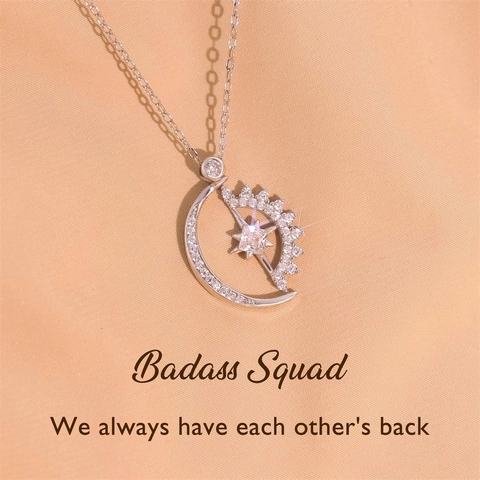 Collar con Colgante de Estrella y Luna de Plata de Ley 925 para Mujer Circonia Incrustada Cadena de Clavícula Minimalista Joyería