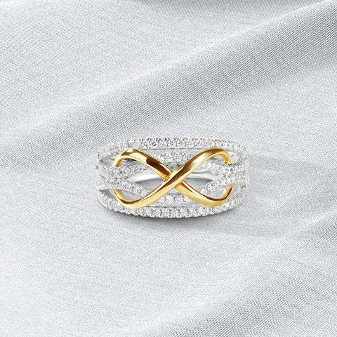 S925 Sterlingsilber Unendlichkeit Ring Für Damen Zweifarbig Gold Silber Zirkonia Modeschmuck Mutter Tochter Geschenk Ring