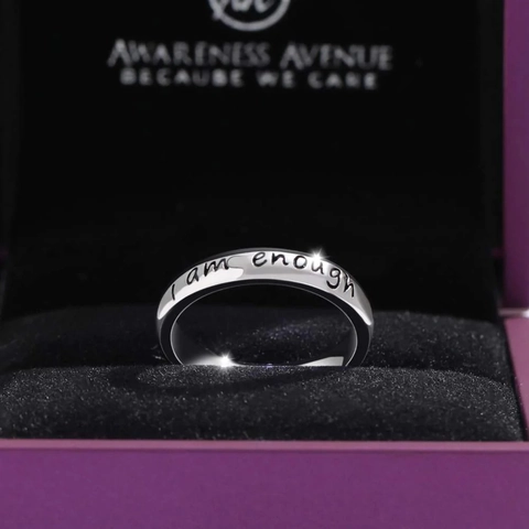 925 Sterling Silver I Am Enough Engraved Ring For Women Minimalist Inspirational Statement Band Ring Fashion Jewelry Gift