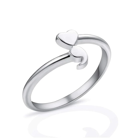 925 Sterling Silver Semicolon Heart Awareness Ring Minimalist Adjustable Open Ring For Women Mental Health Jewelry Gift