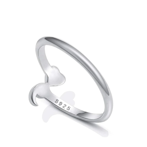 925 Sterling Silver Semicolon Heart Awareness Ring Minimalist Adjustable Open Ring For Women Mental Health Jewelry Gift