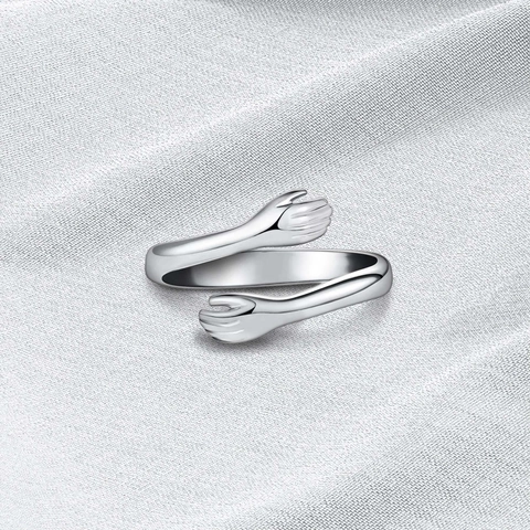 925 Sterlingsilber Umarmende Hände Offener Ring Verstellbarer Paar Umarmung Ring Für Damen Mode Schmuck Romantisches Geschenk