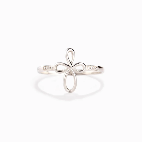 925 Sterling Silver Infinite Cross Zirconia Ring For Women Simple Fashion Geometric Twisted Finger Ring Daily Jewelry