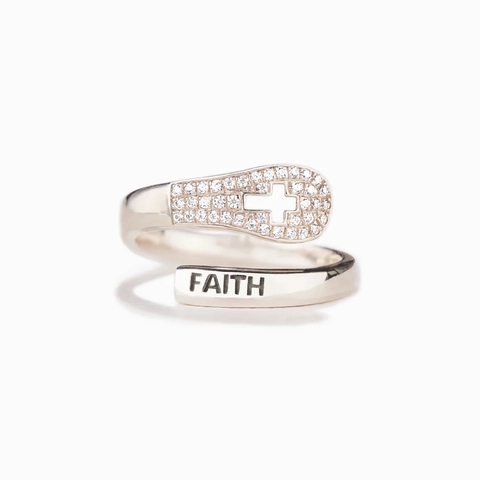 S925 Sterlingsilber Glauben Kreuz Ring Für Damen Funkelnde Zirkonia Eingelegt Verstellbarer Offener Ring Minimalistischer Schmuck