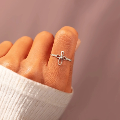 925 Sterling Silver Infinite Cross Zirconia Ring For Women Simple Fashion Geometric Twisted Finger Ring Daily Jewelry