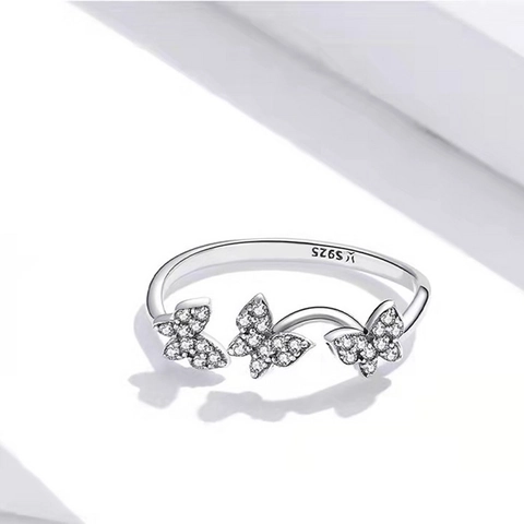 Anillo Abierto de Plata de Ley 925 Con Mariposa y Strass para Mujer Anillo Ajustable Minimalista Joyería Regalo de Graduación