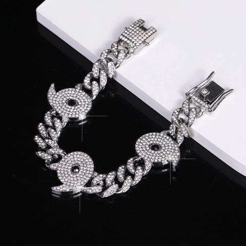 Hip Hop Iced Out Panzerkette Armband Legierung Strass Hurrikan Anhänger Armband Für Herren Damen Personalisierter Streetwear Schmuck