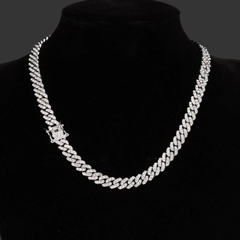 Collar Hip Hop Iced Out Cadena Cubana Aleación Diamantes de Imitación para Hombres Mujeres Joyería de Moda Regalo Accesorio