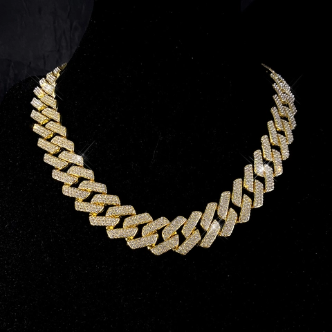 Hip Hop Iced Out Cuban Link Chain Jewelry Alloy Pave Rhinestone Wide Punk Rock Necklace For Men Personalized Jewelry Gift