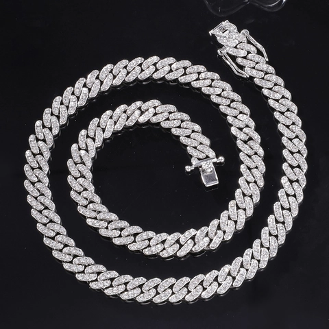 Collar Hip Hop Iced Out Cadena Cubana Aleación Diamantes de Imitación para Hombres Mujeres Joyería de Moda Regalo Accesorio