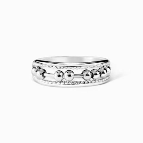 S925 Sterlingsilber Spinner Angst Ring Für Damen Minimalistisch Rotierende Perlen Verstellbarer Fingerring Stressabbau Schmuck